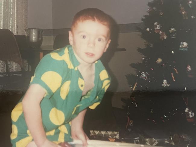 Sydney Kings guard Angus Glover as a kid on Christmas Day. Picture: Supplied.