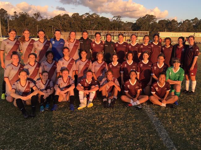 Players from both the QAS and Schools Premier League rep side after the game.