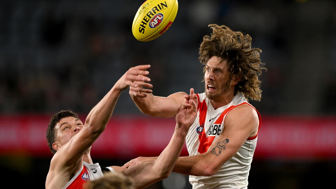 Veteran Tom Hickey is still the Swans’ No.1 ruckman. Picture: Getty Images