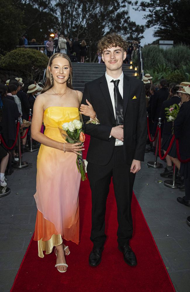 Isobel Barron and partner Ned Brady arrive at The Glennie School formal at Picnic Point, Thursday, September 12, 2024. Picture: Kevin Farmer