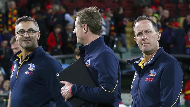 Scott Camporeale, Brett Burton and Don Pyke have since departed the Crows. Picture: Sarah Reed.