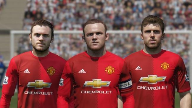 Juan Mata, Wayne Rooney and Michael Carrick on FIFA 17.