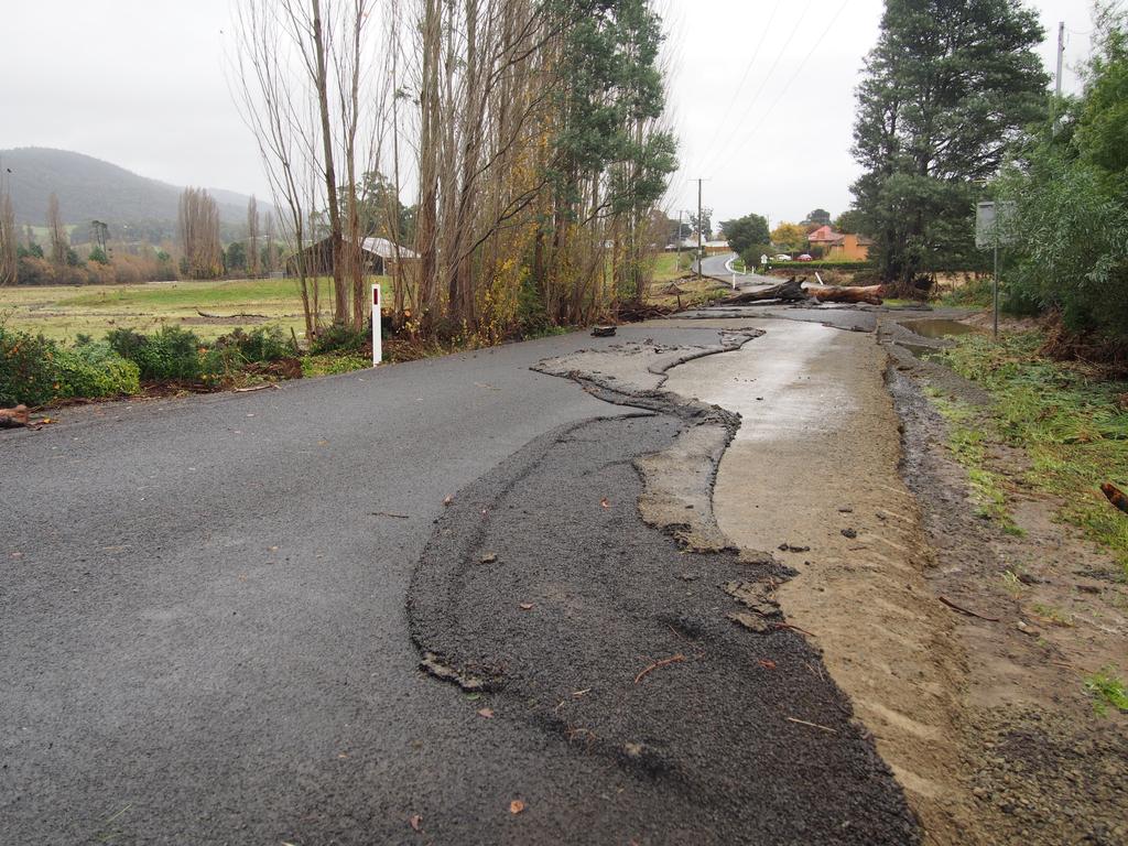 Huonville flooding after record rainfalls on Mt Wellington / kunanyi. Picture: DAVID KILLICK