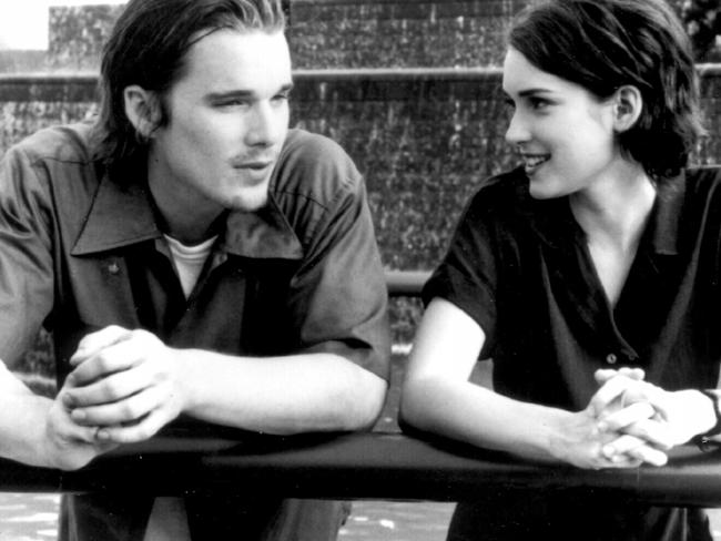 Actors Ethan Hawke &amp; Winona Ryder in 1994 film Reality Bites.