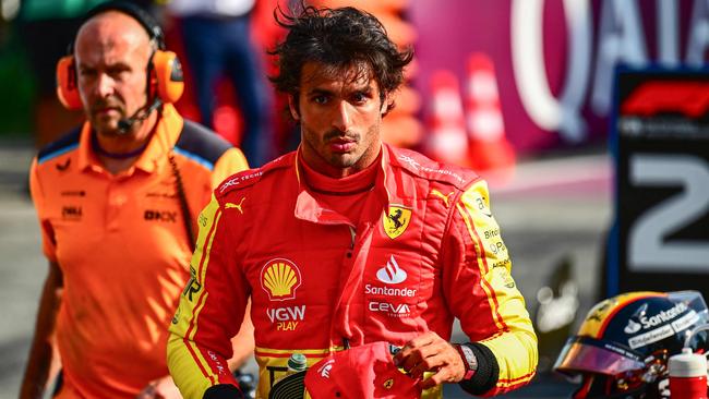 Carlos Sainz Jr had Ferrari fans in raptures after claiming pole position. Picture: Marco BERTORELLO / AFP