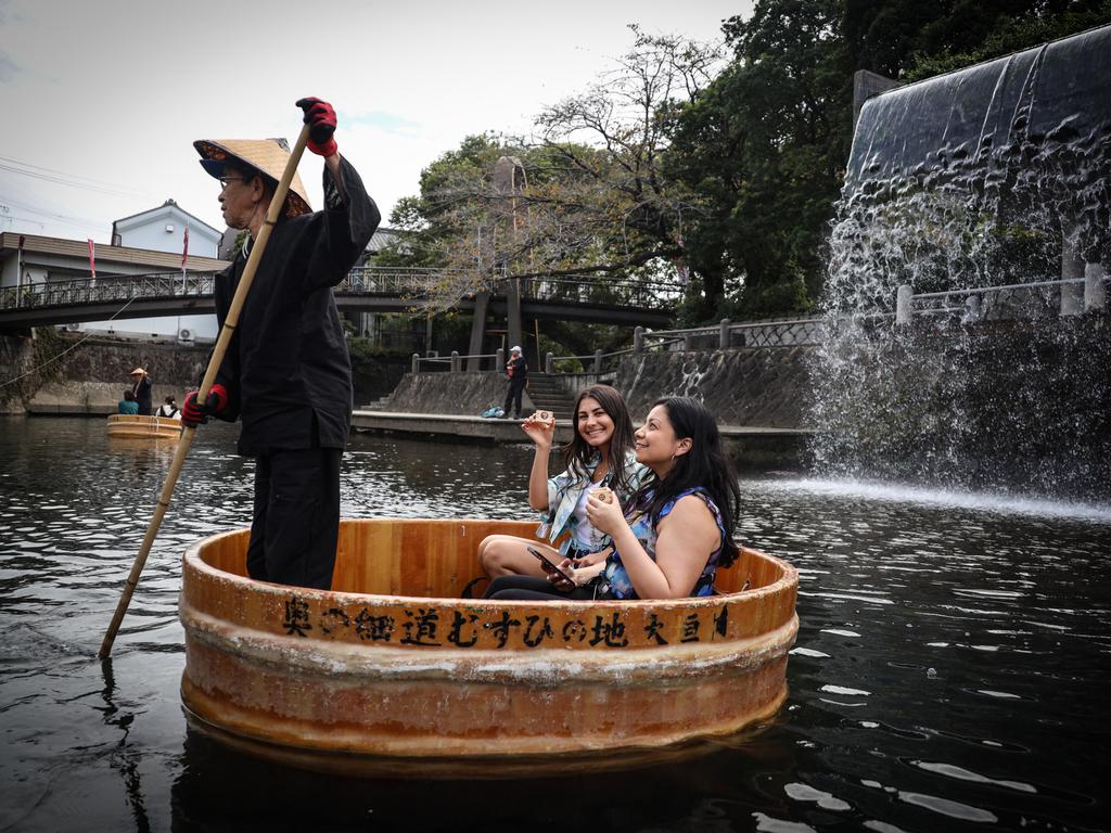 Sake tasting and a Tauri boat ride is a humble indulgence. Picture: Nicholas Eagar
