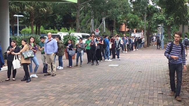 The line for buses goes around the block. Picture: Supplied.