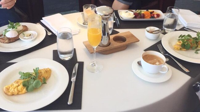 Dining in Virgin Australia’s The Club at Sydney Airport. Picture: Facebook