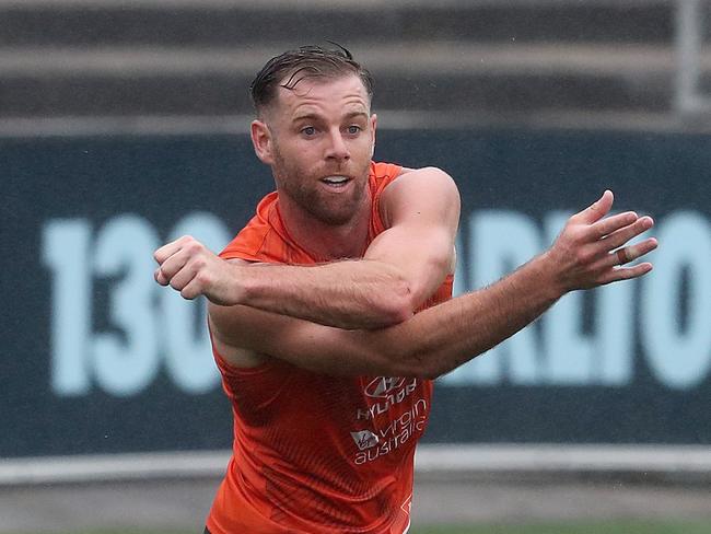 Carlton AFLW and AFL training at Ikon Park. 15/02/2020.    Sam Docherty clears by hand  . Pic: Michael Klein