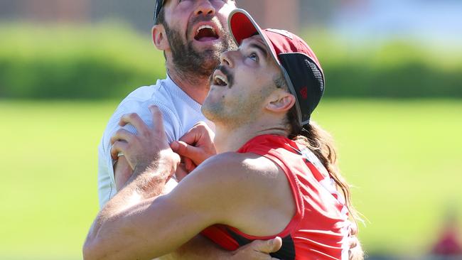 Sam Draper at Essendon pre-season training at the Hanger. Picture: Brendan Beckett