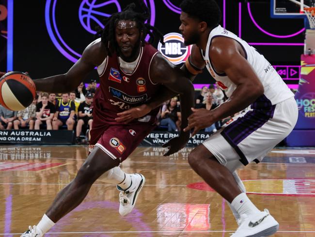 PERTH, AUSTRALIA - SEPTEMBER 22: Montrezl Harrell of the 36ers controls the ball during the round one NBL match between Adelaide 36ers and Sydney Kings at RAC Arena, on September 22, 2024, in Perth, Australia. (Photo by Will Russell/Getty Images)