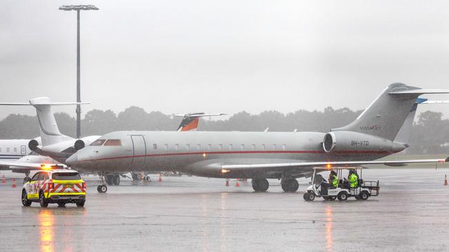 Taylor Swift’s private jet touched down in Sydney yesterday following her Melbourne concerts. Picture: NCA NewsWire / David Swift