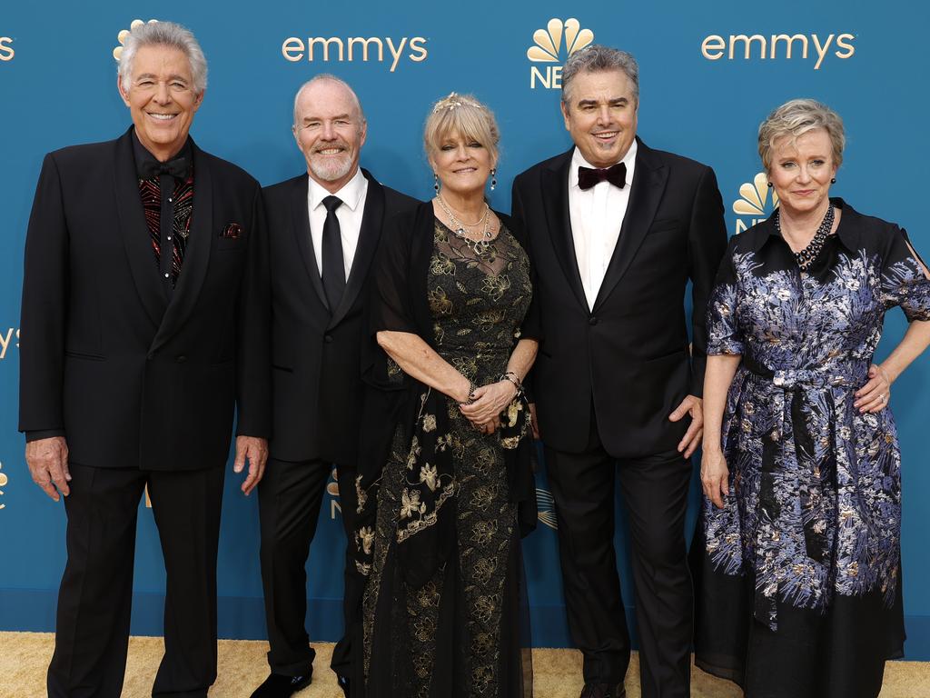 From left to right: Barry Williams, Mike Lookinland, Susan Olsen, Christopher Knight and Eve Plumb at the Emmys in 2022. Picture: Frazer Harrison/Getty Images