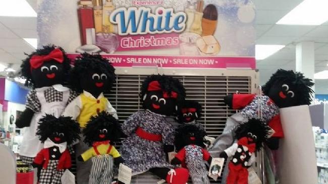 This golliwog and ‘white Christmas’ display at a Terry White Chemist in Toowoomba has caused quite the stir. Was it warranted? (Pic: Twitter)