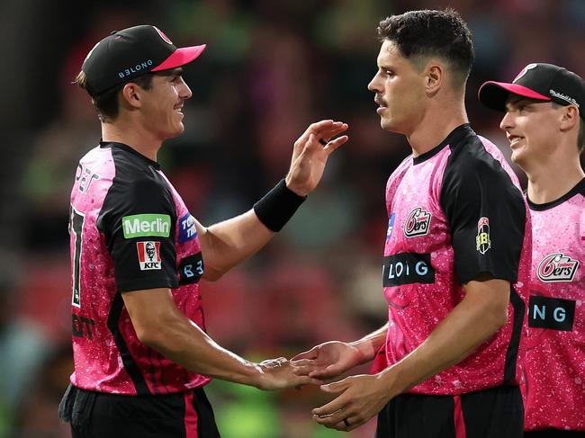 Sixers teammates in the BBL, Sean Abbott and Ben Dwarshuis were among those on the flight out of the Nur Khan military base before it was hit in a missile attack. Picture: Getty Images