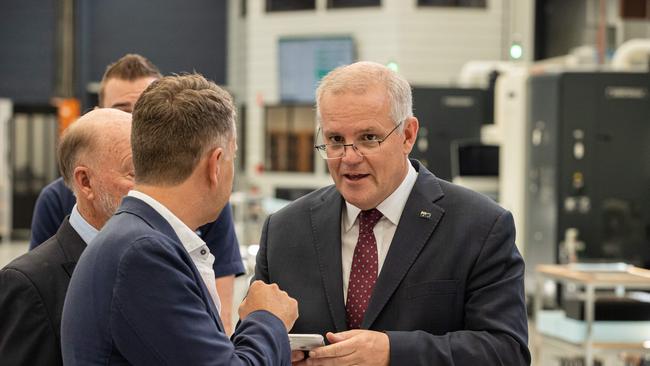 Prime Minister Scott Morrison in the seat of Gilmore on Monday. Picture: Jason Edwards