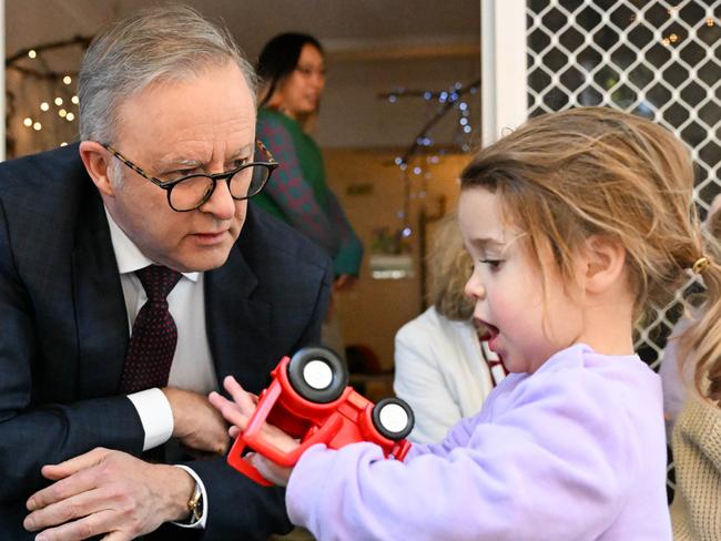 BRISBANE, AUSTRALIA - NewsWire Photos - JULY 17, 2024. The Prime Minister, Anthony Albanese visits a childcare centre in Brisbane before announcing the Labor candidate for the seat of Brisbane, Madonna Jarrett. Picture: Dan Peled / NewsWire