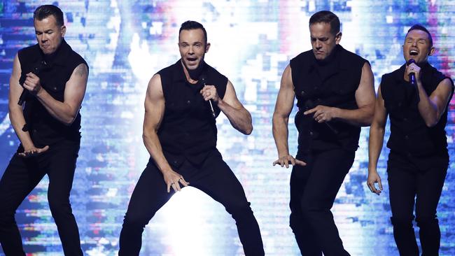 Phil Burton, Andrew Tierney, Toby Allen and Michael Tierney of Human Nature perform during the 33rd Annual ARIA Awards in 2019. Picture: Ryan Pierse/Getty Images