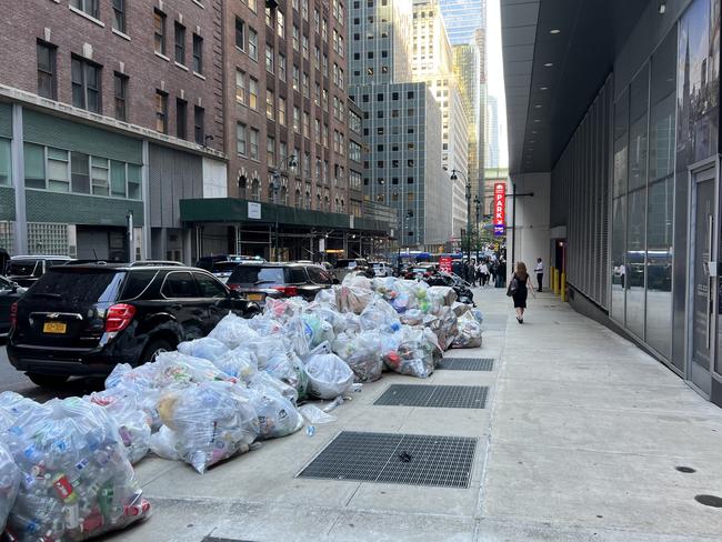 Rubbish piled up in New York's streets. Picture: Tom Minear.