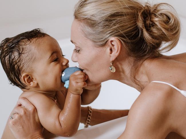 Kirsty Gow-Gates with her son Archie . she has launched a new skincare range for babies.