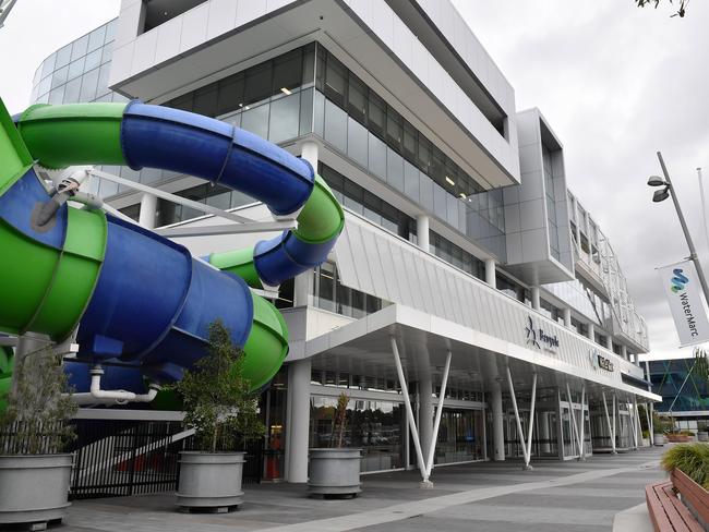 Greensborough families are paying $62.50 to hit the water slides at WaterMarc. Picture: Andy Brownbill