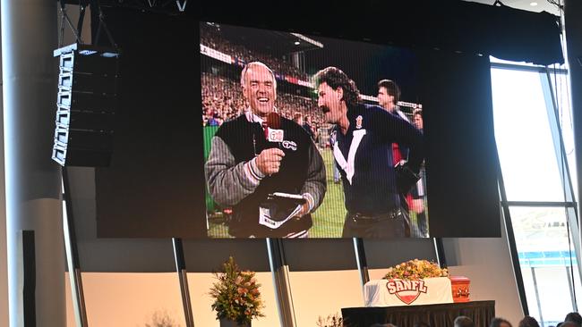 Neil Kerley seen on the screen during the state funeral. Picture: Keryn Stevens