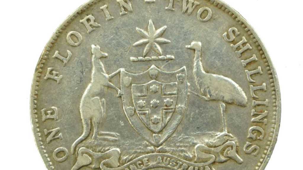 One of the coins - a 1927 silver florin - found during construction of the Toowoomba Second Range Crossing. Picture: Contributed