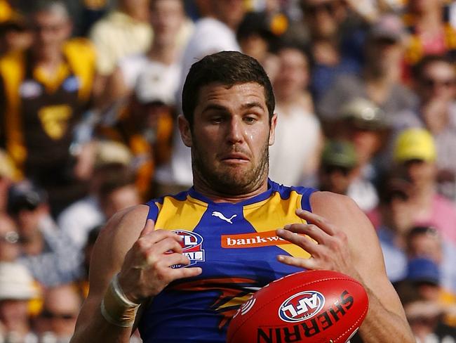 Jack Darling drops a simple mark in the third term of the 2015 AFL Grand Final. Picture: Wayne Ludbey