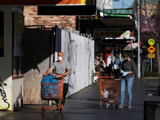 Covid-19 lockdown restrictions in the Fairfield LGA have increased with masks required outdoors at all times and residents limited to movement within a 5km radius of their home. Picture: Getty