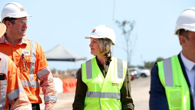 Health Minister Shannon Fentiman visits a construction site in Bundaberg. Picture: Adam Head