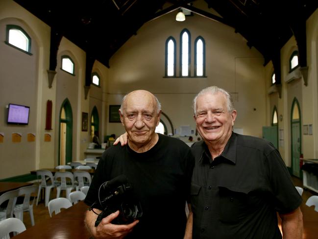 Filmmaker Warwick Moss and Rev Bill Crews. Picture: Craig Wilson