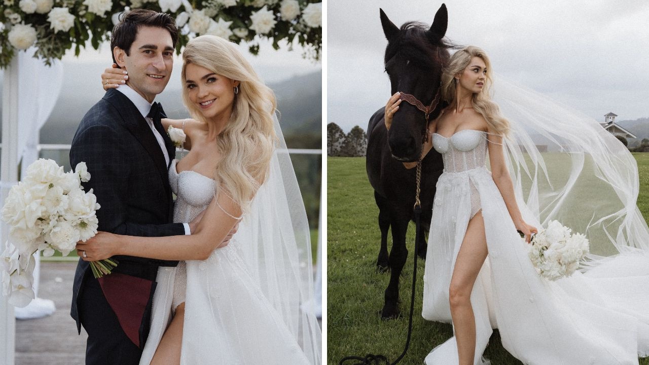 Bombshell bride sizzles in wild wedding moment