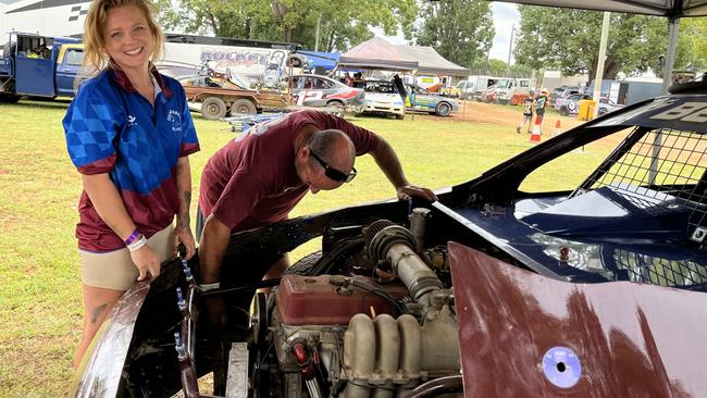 Chrissy Sharman, with Ian Bell from Dependable Racing, Kingaroy. This is Chrissy's first ever race!