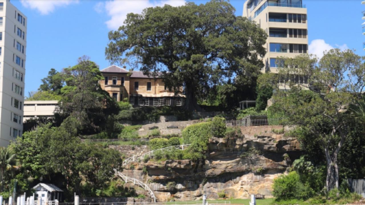 The property overlooks Sydney Harbour.