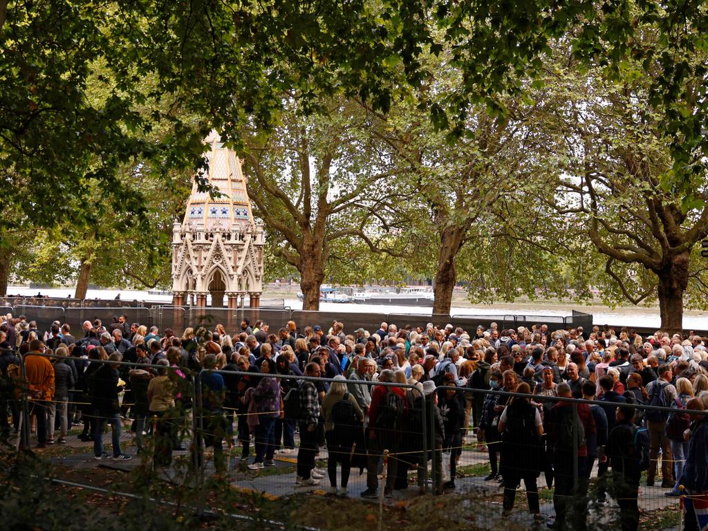 The public have been told to not join the queue to see the Queen’s coffin. picture: AFP