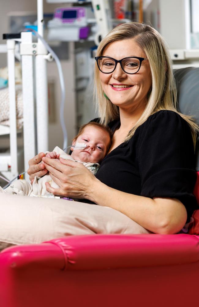 Kharissa Ticiver and Oscar Ticiver (10weeks old) at the Mater Hospital. July 31, 2024 .Picture: J&A Photography