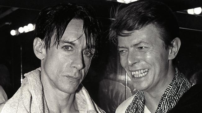 Pop with David Bowie backstage at the Ritz in New York in 1986 Picture: Larry Busacca / WireImage