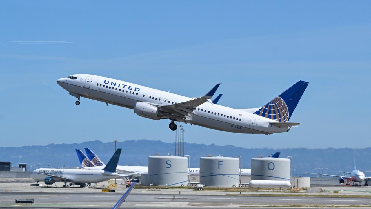 A United Airlines flight that promised two New Year’s Eves was delayed into the New Year. Picture: Tayfun Coskun/Anadolu Agency via Getty Images