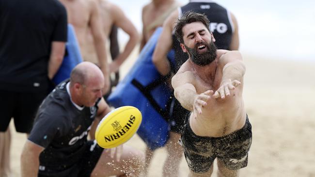 Justin Westhoff (right) signed one-year deals in the past two Octobers. Picture: Sarah Reed