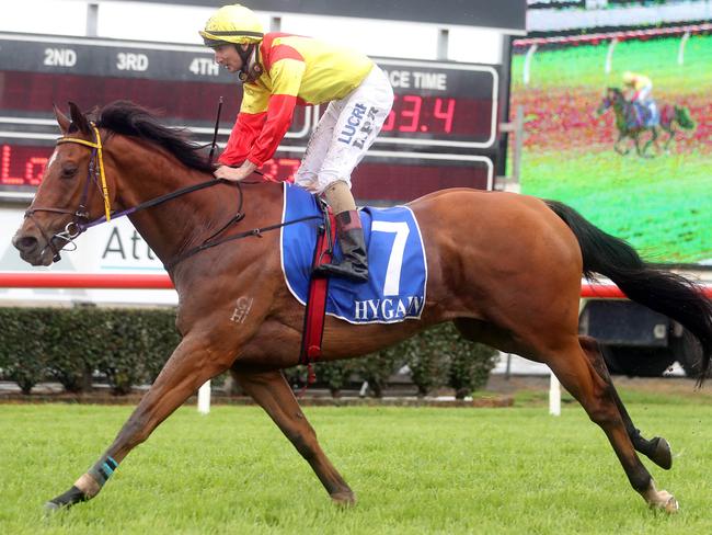 Gold Coast Turf Club.Winner of race 1 Moss Go Now ridden by Luke Rolls.Photo by Richard Gosling