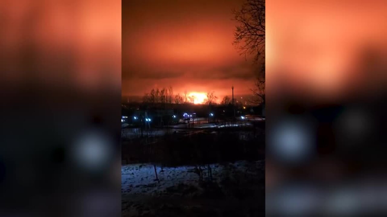 Russian oil facility ablaze after Ukraine drone strike