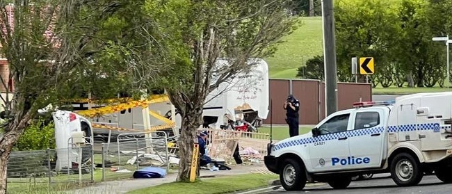 Police at the scene of a crash site on West Street, Casino which is now a critical incident. Picture: Contributed