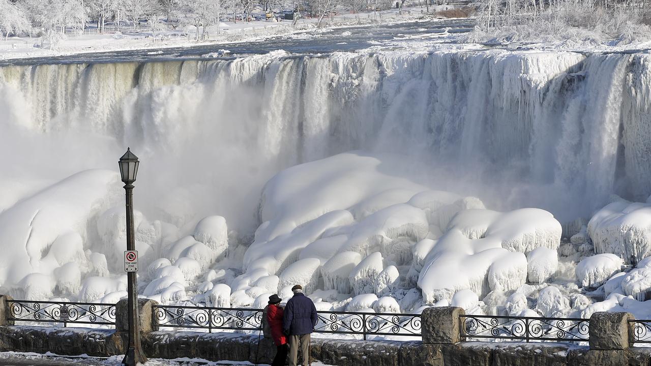 Niagara Falls is full of ice at the moment but is yet to freeze this year as the cold snap hits. This photo from 2014 shows how icy it becomes. Picture: Barcroft Media / Splash News