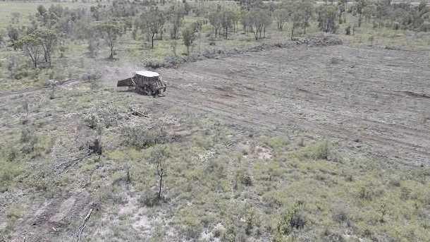 A bulldozer has cleared land close to the QCoal mine site. Mr Reed believes it is to   create a creek diversion. Picture: Contributed