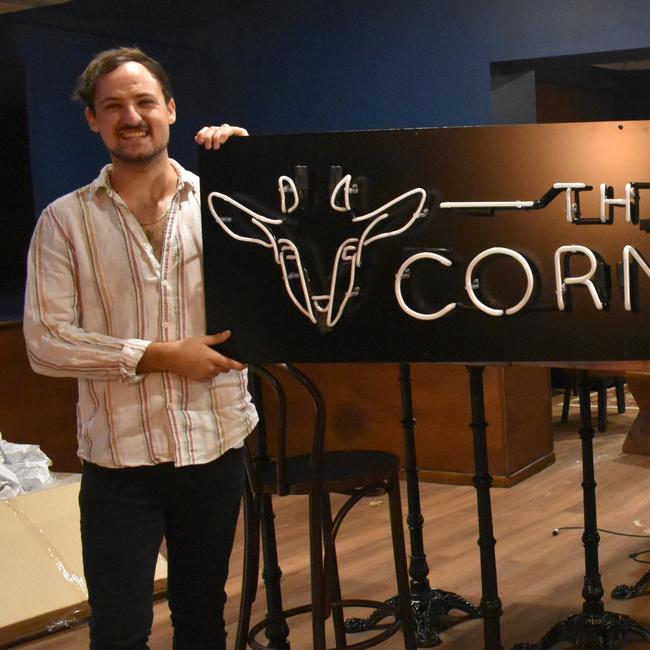 Jordan Baker-Moller unveiling the new look for The Goat Corner Bar. Picture: Supplied.