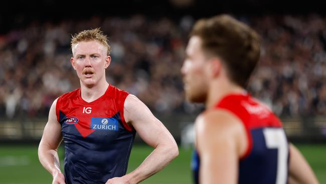 Clayton Oliver after the Demons’ loss to Carlton in the 2023 semi-final. Picture: Dylan Burns/AFL Photos via Getty Images