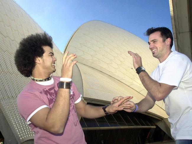 Australian Idol rivals Guy Sebastian (L) &amp; Shannon Noll. Picture: Alan Pryke.