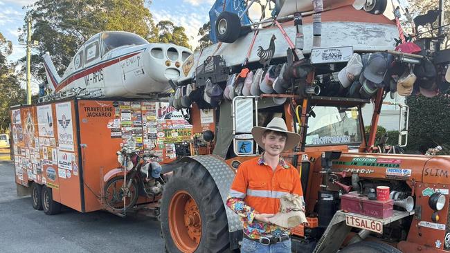 Sam the Travelling Jackaroo with his impressive ride in July (Photo: Facebook/ the Travelling Jackaroo)