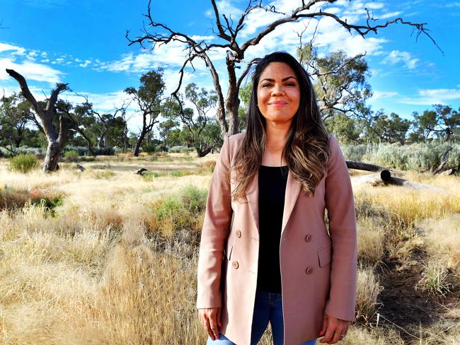 Nampijinpa Price, pictured at Alice Springs, wants to re-establish a sense of national pride. Picture: Chloe Erlich