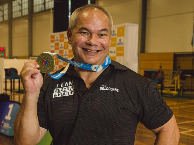 Mayor Tom Tate in the 65 + category powerlifting  at the Pan Pac Masters  GamesPicture: Glenn Campbell